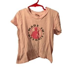 Made In Detroit Kids Pink Graphic T-Shirt Short Sleeve Size L 6 Made in USA
